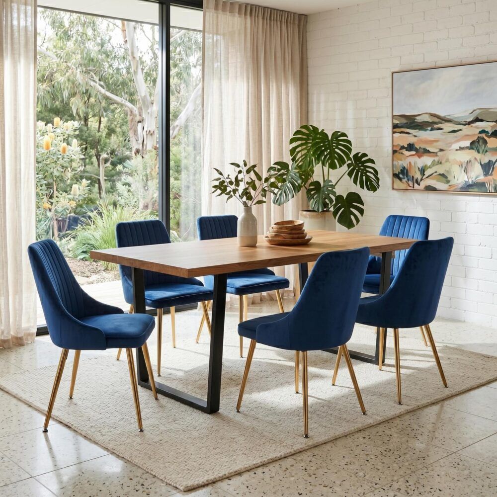Dinero: Navy Velvet&Natural Table Set V264-DNT-412C-NTR-DNC-414V-BLU-6