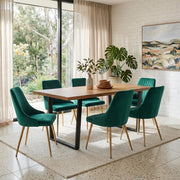 Gourmet Glamour: The Natural&Velvet Dining Set V264-DNT-412C-NTR-DNC-414V-GRN-6