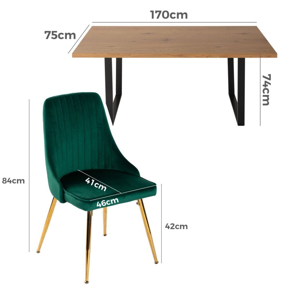 Gourmet Glamour: The Natural&Velvet Dining Set V264-DNT-412C-NTR-DNC-414V-GRN-6