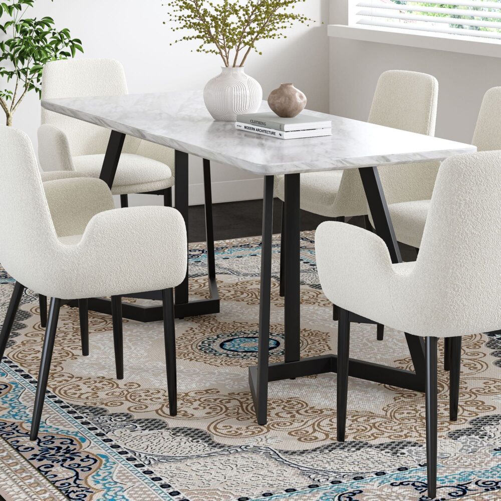 Rectangular Marble-Effect Table V264-DNT-413C-WHE-17M