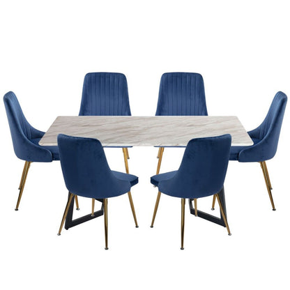 Marble Bliss Dining Set V264-DNT-413C-WHE-DNC-414V-BLU-6