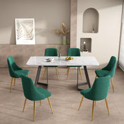 Marbleous Green Velvet Dining Set V264-DNT-413C-WHE-DNC-414V-GRN-6