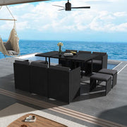 Bali 11 Piece Outdoor Dining Set-Black V264-OTF-501S-BLK