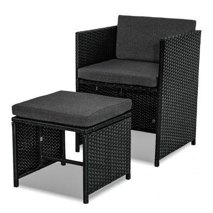 Bali 11 Piece Outdoor Dining Set-Black V264-OTF-501S-BLK