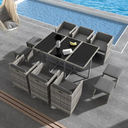 Bali 11 Piece Outdoor Dining Set-Grey V264-OTF-501S-LGR