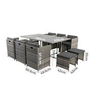 Bali 11 Piece Outdoor Dining Set-Grey V264-OTF-501S-LGR