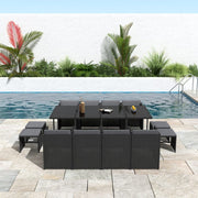 Bali 13PC Outdoor Dining Set-Black V264-OTF-502S-BLK