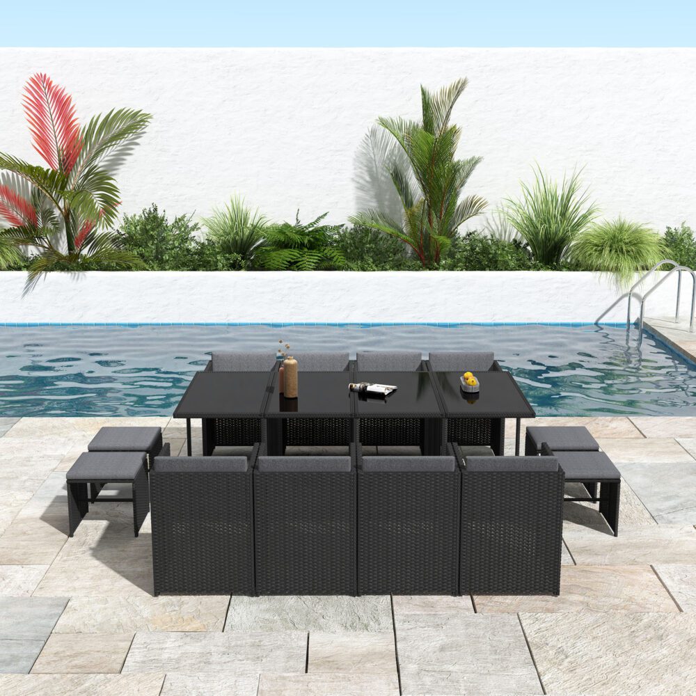 Bali 13PC Outdoor Dining Set-Black V264-OTF-502S-BLK
