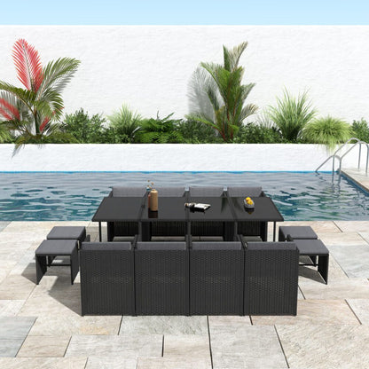 Bali 13PC Outdoor Dining Set-Black V264-OTF-502S-BLK