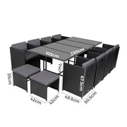 Bali 13PC Outdoor Dining Set-Black V264-OTF-502S-BLK