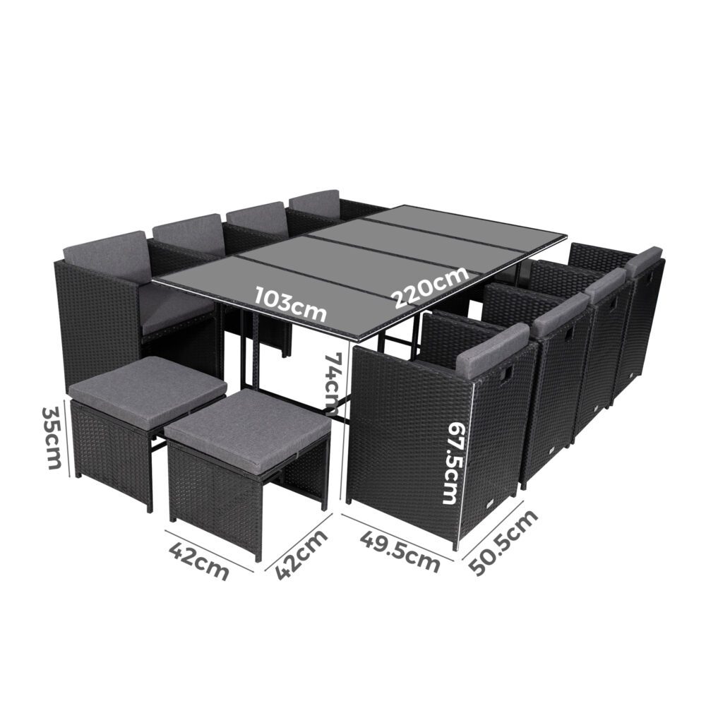 Bali 13PC Outdoor Dining Set-Black V264-OTF-502S-BLK