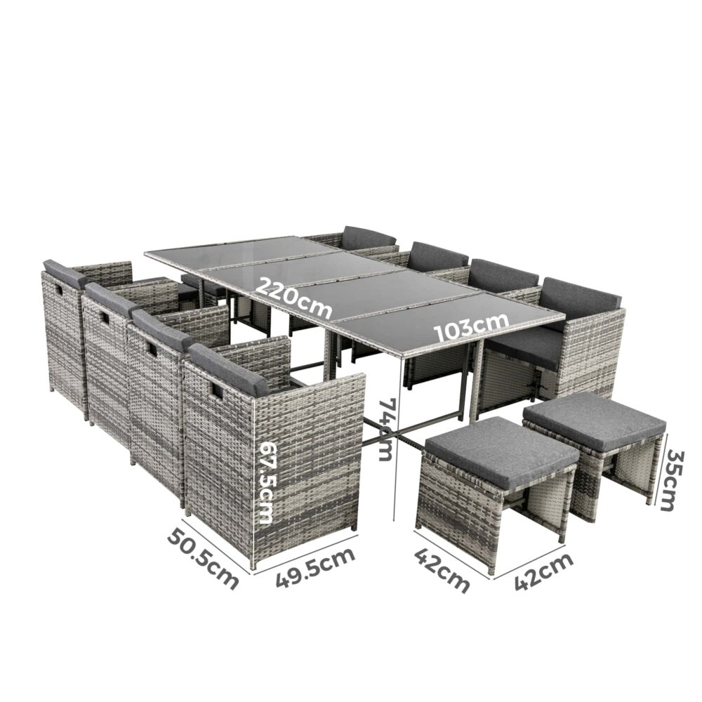 Bali 13PC Outdoor Dining Set-Grey V264-OTF-502S-LGR