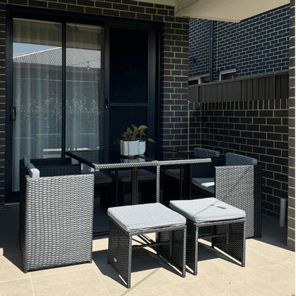 Horrocks 8 Seater Outdoor Dining Set-Black V264-OTF-503S-BLK