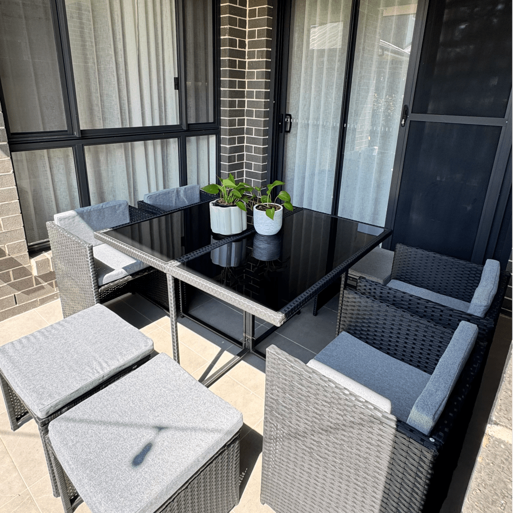 Horrocks 8 Seater Outdoor Dining Set-Black V264-OTF-503S-BLK