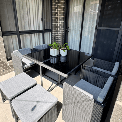 Horrocks 8 Seater Outdoor Dining Set-Black V264-OTF-503S-BLK