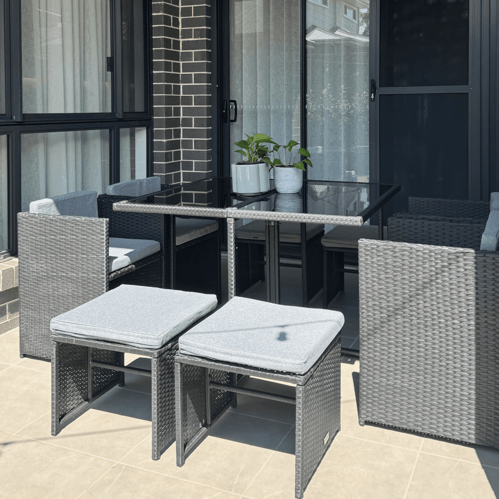 Horrocks 8 Seater Outdoor Dining Set-Black V264-OTF-503S-BLK
