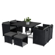 Horrocks 8 Seater Outdoor Dining Set-Black V264-OTF-503S-BLK