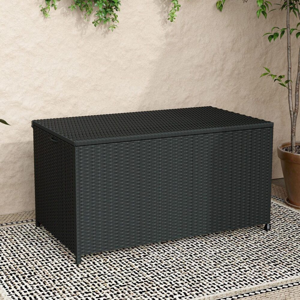 Outdoor PE Wicker Storage Box Garden 320L-Black V264-OTF-506S-BLK