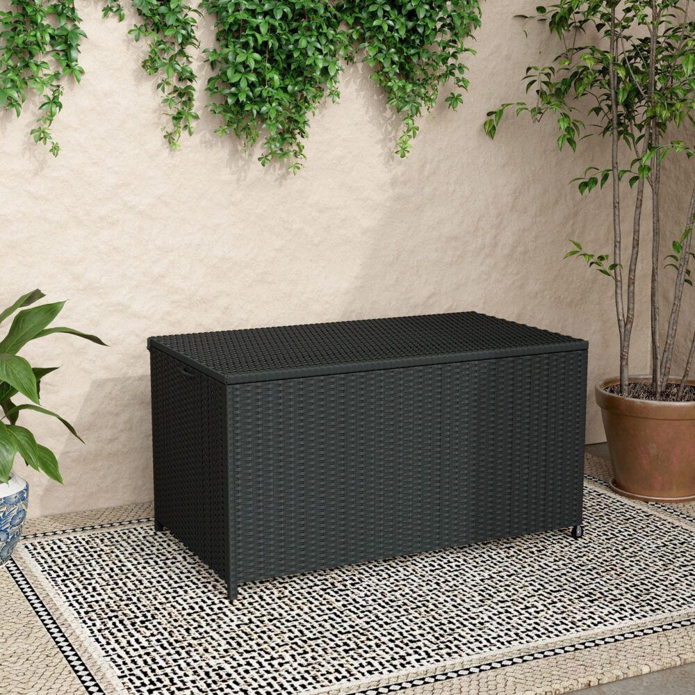 Outdoor PE Wicker Storage Box Garden 320L-Black V264-OTF-506S-BLK
