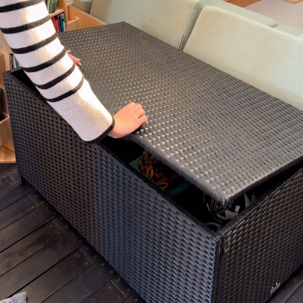 Outdoor PE Wicker Storage Box Garden 320L-Black V264-OTF-506S-BLK