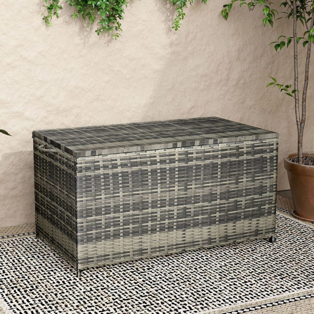 Outdoor PE Wicker Storage Box Garden 320L-Grey V264-OTF-506S-LGR