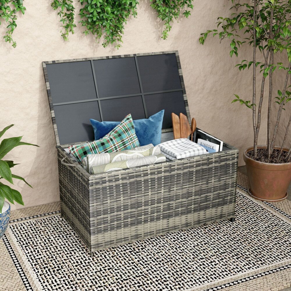 Outdoor PE Wicker Storage Box Garden 320L-Grey V264-OTF-506S-LGR