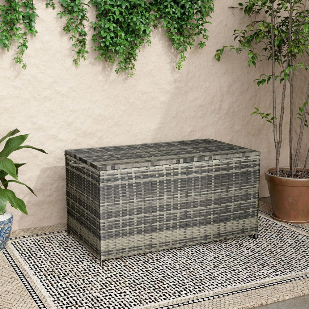 Outdoor PE Wicker Storage Box Garden 320L-Grey V264-OTF-506S-LGR