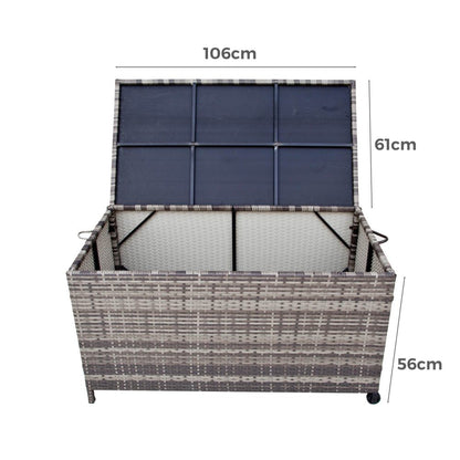 Outdoor PE Wicker Storage Box Garden 320L-Grey V264-OTF-506S-LGR
