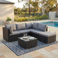 Ottoman-Style Outdoor Lounge Set in Black V264-OTF-507S-541S-BLK