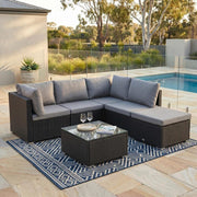 Ottoman-Style Outdoor Lounge Set in Black V264-OTF-507S-541S-BLK
