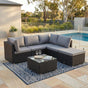 Ottoman-Style Outdoor Lounge Set in Black V264-OTF-507S-541S-BLK