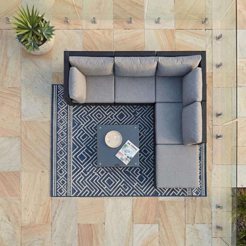 Ottoman-Style Outdoor Lounge Set in Black V264-OTF-507S-541S-BLK