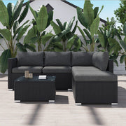 Ottoman-Style Outdoor Lounge Set in Black V264-OTF-507S-541S-BLK