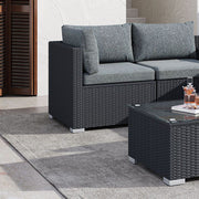 Ottoman-Style Outdoor Lounge Set in Black V264-OTF-507S-541S-BLK