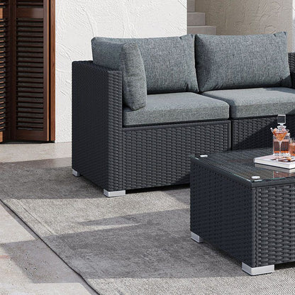 Ottoman-Style Outdoor Lounge Set in Black V264-OTF-507S-541S-BLK