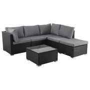 Ottoman-Style Outdoor Lounge Set in Black V264-OTF-507S-541S-BLK