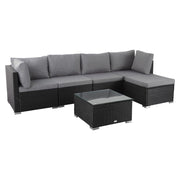 Ottoman-Style Outdoor Lounge Set in Black V264-OTF-507S-541S-BLK