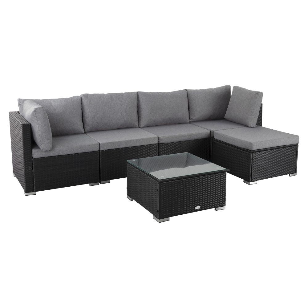 Ottoman-Style Outdoor Lounge Set in Black V264-OTF-507S-541S-BLK
