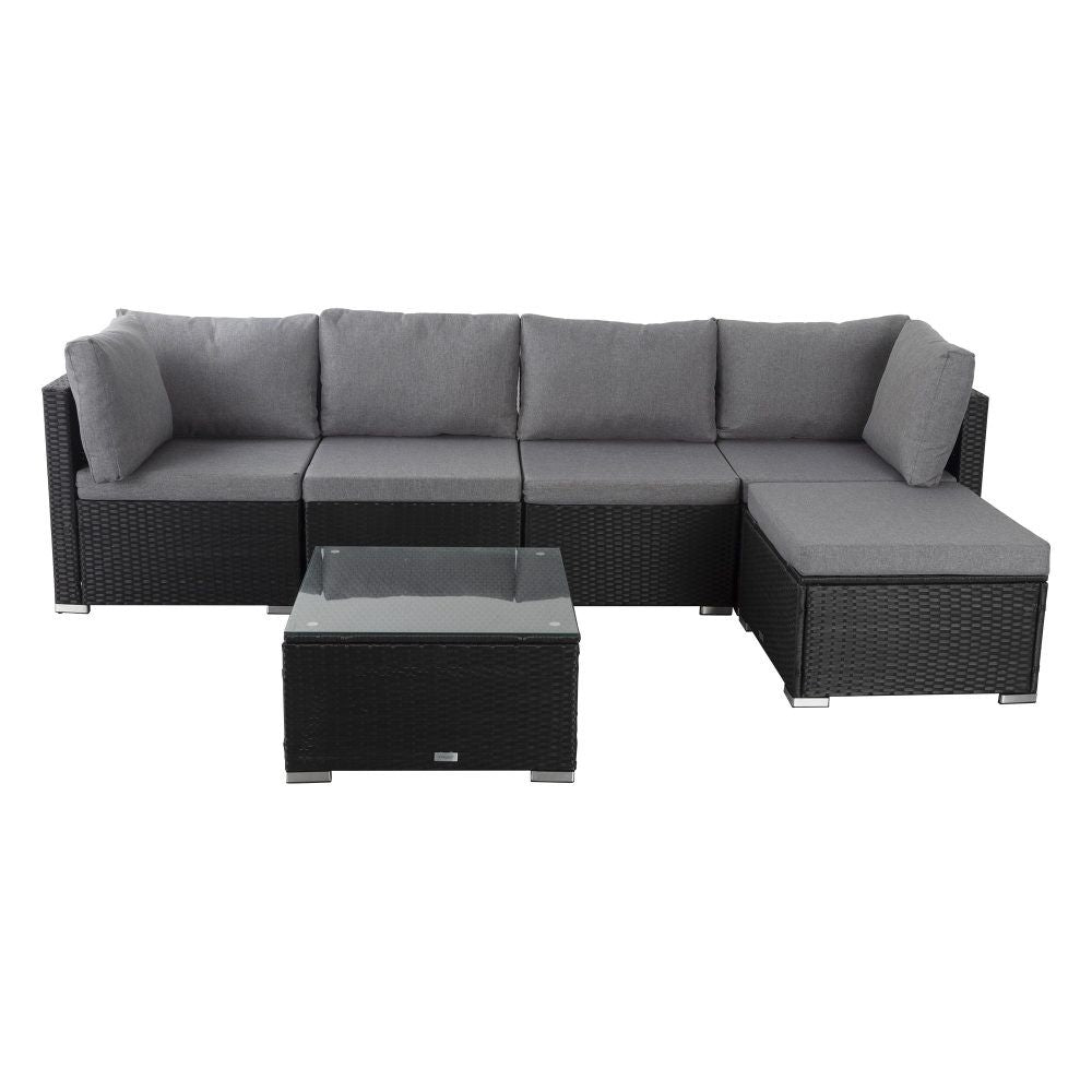 Ottoman-Style Outdoor Lounge Set in Black V264-OTF-507S-541S-BLK