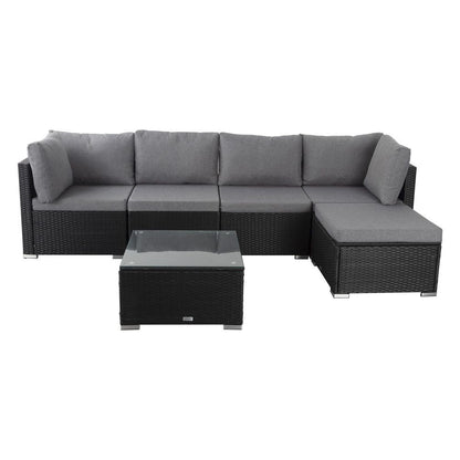 Ottoman-Style Outdoor Lounge Set in Black V264-OTF-507S-541S-BLK