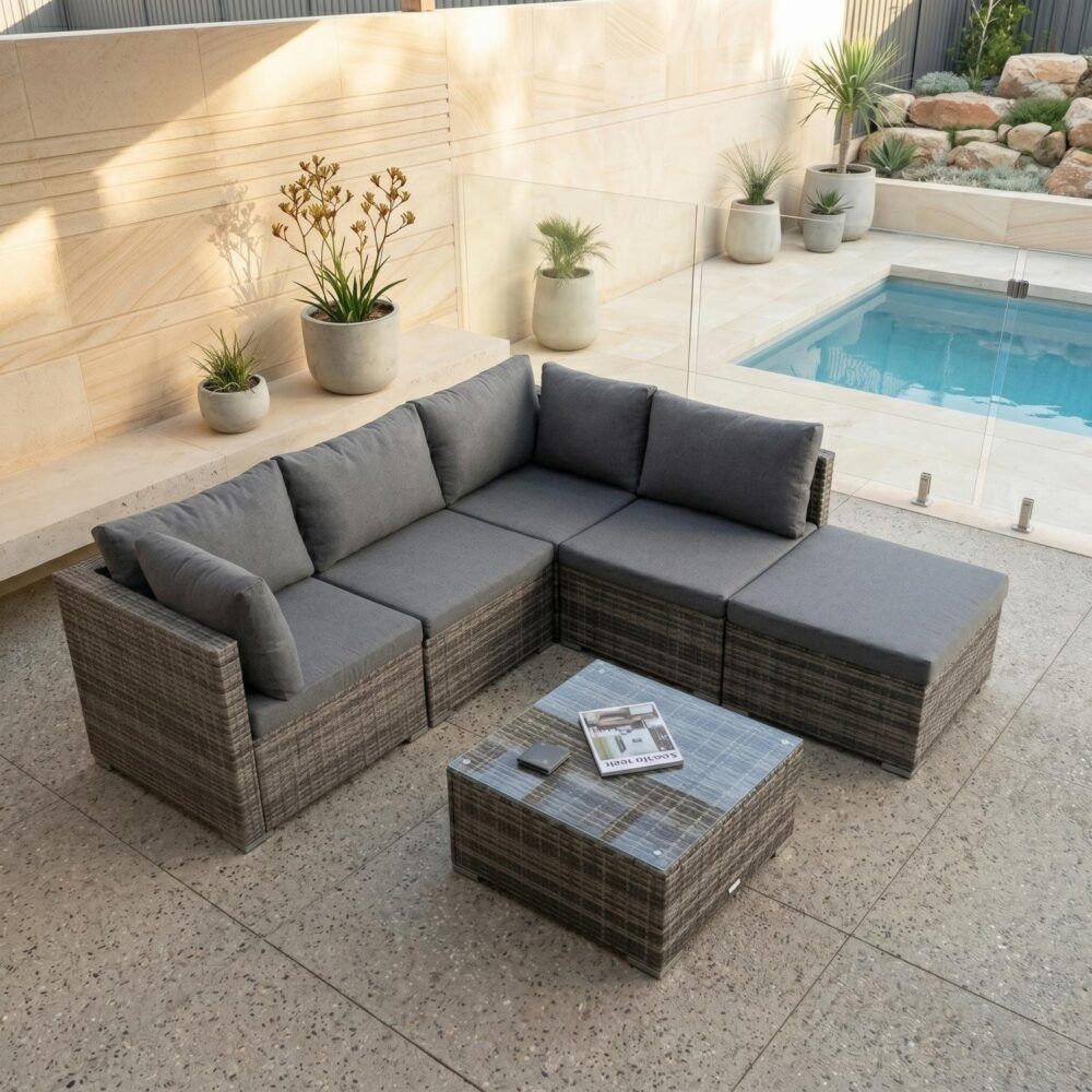 Ottoman-Style Outdoor Lounge Set in Grey V264-OTF-507S-541S-LGR