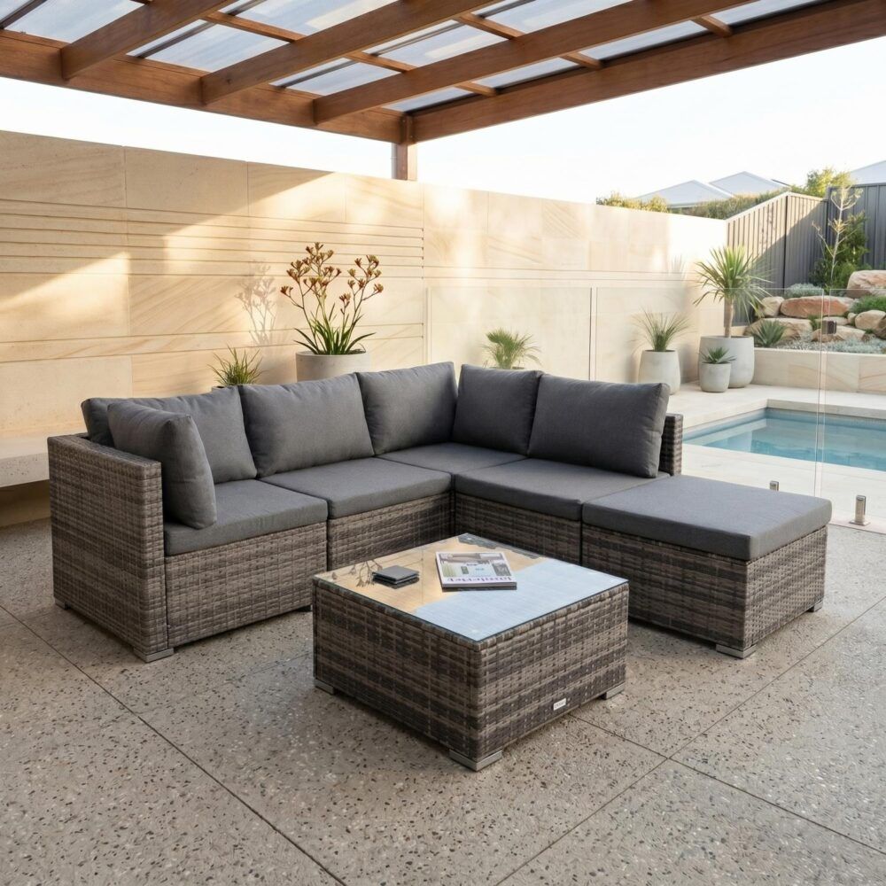 Ottoman-Style Outdoor Lounge Set in Grey V264-OTF-507S-541S-LGR
