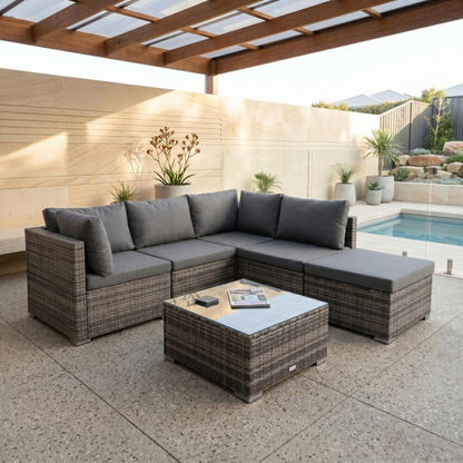 Ottoman-Style Outdoor Lounge Set in Grey V264-OTF-507S-541S-LGR