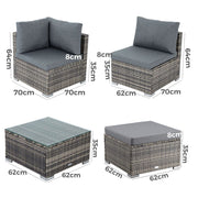 Ottoman-Style Outdoor Lounge Set in Grey V264-OTF-507S-541S-LGR