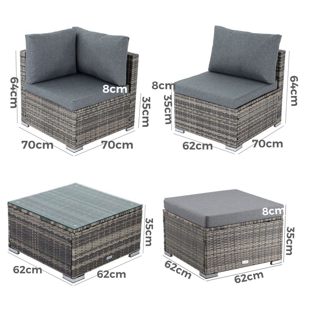 Ottoman-Style Outdoor Lounge Set in Grey V264-OTF-507S-541S-LGR