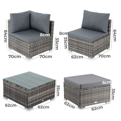 Ottoman-Style Outdoor Lounge Set in Grey V264-OTF-507S-541S-LGR