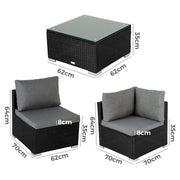 Outdoor Modular Lounge Sofa Bondi-Black V264-OTF-507S-BLK