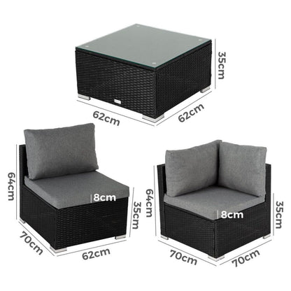 Outdoor Modular Lounge Sofa Bondi-Black V264-OTF-507S-BLK
