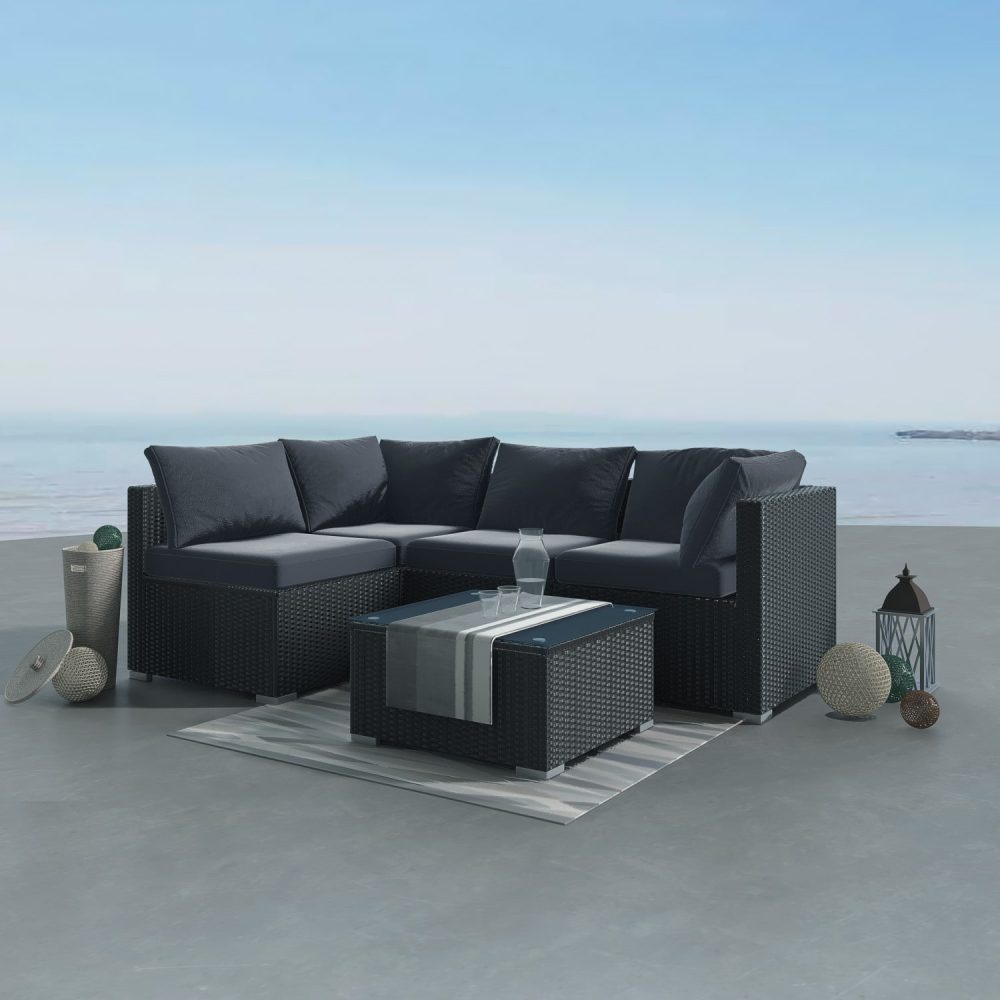 Outdoor Modular Lounge Sofa Bondi-Black V264-OTF-507S-BLK