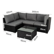 Outdoor Modular Lounge Sofa Bondi-Black V264-OTF-507S-BLK